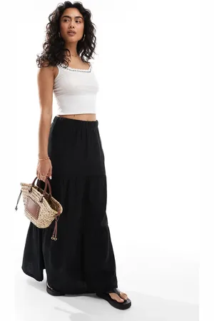 Pieces® Tiered boho midi skirt in