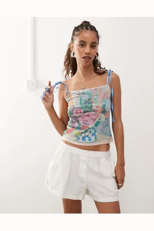 Reclaimed Licensed Matisse cami top in art print with bow straps