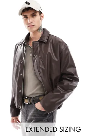ASOS Faux leather oversized bomber jacket in