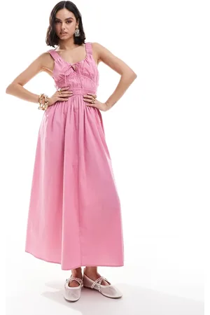 ASOS Wide strap channel waist midi sundress in raspberry
