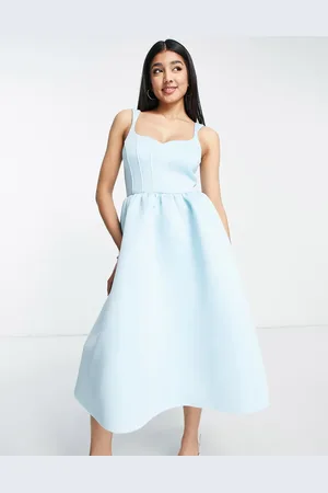 ASOS Corset midi prom dress in pale blue