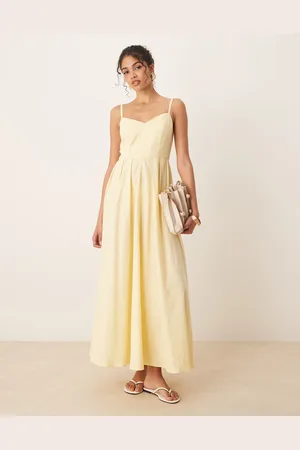 ASOS Maxi dress with corset bodice and sculpted bust in lemon