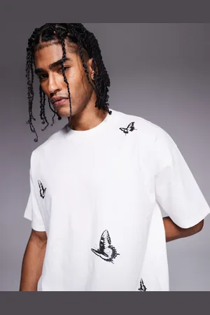 Good For Nothing T-shirt with butterfly embroidery in beige