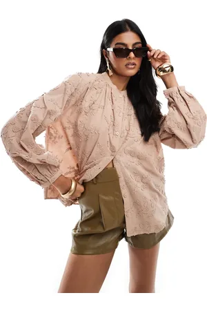 & OTHER STORIES Floral embroidered blouse in beige