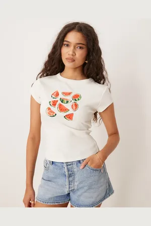 ASOS Baby tee with watermelon fruit graphic in cream