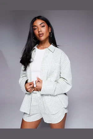 ASOS Weekend Collective co-ord gingham woven shirt in pastel