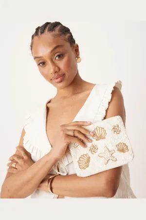 Accessorize Embellished shell pouch in cream