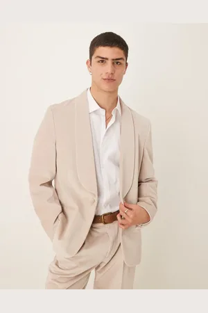 ASOS Summer weight cotton velvet slim blazer in beige