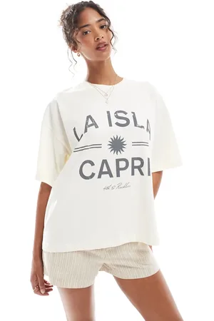 4th & Reckless La Isla Capri printed t-shirt in cream