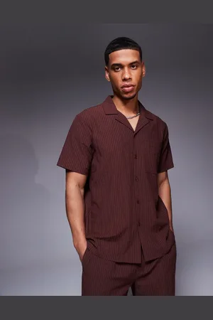 South Beach Seersucker short sleeve beach shirt co-ord in
