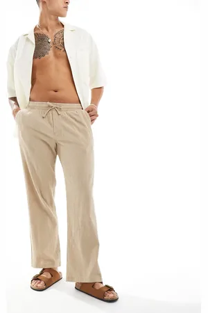 JACK & JONES Wide leg crinkle trouser in beige