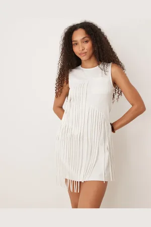 ASOS Sleeveless fringe mini dress with pocket detail in