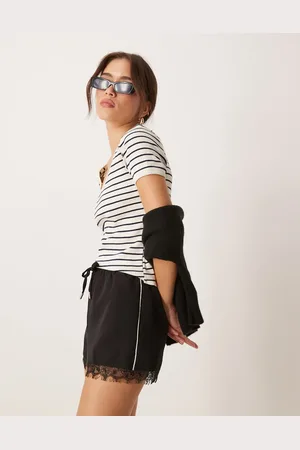 MANGO Cropped round neck striped baby tee in
