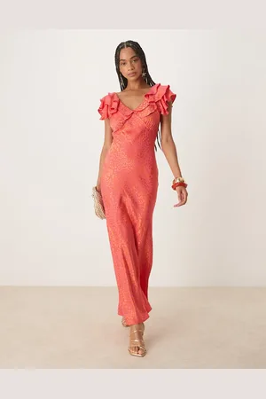 Never Fully Dressed Ruffle sleeve metallic maxi dress in animal jacquard