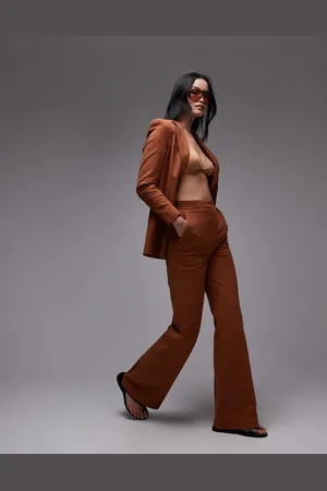 MANGO Straight leg tailored trouser in burnt co-ord