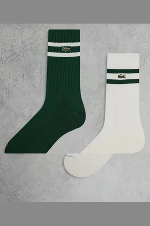 Lacoste 2 pack socks in white and green