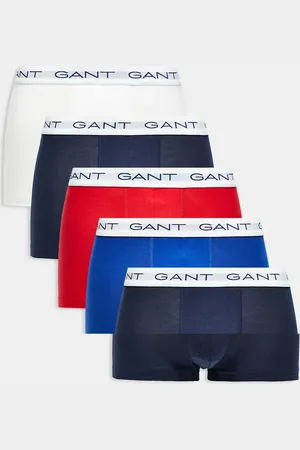 GANT 5 pack trunks with logo waistband in navy blue red