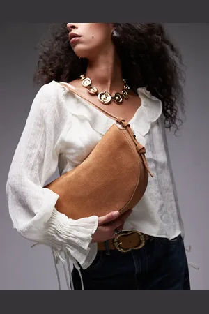 Topshop Sunday leather suede shoulder bag in tan