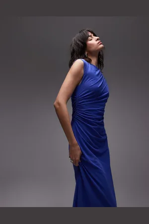 & OTHER STORIES Mesh midi dress with drape detail in dark