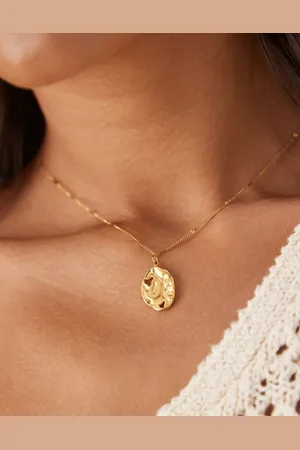 ASOS Waterproof stainless steel necklace with dot dash chain and flat molten pendant in tone