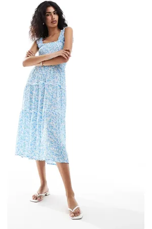 VERO MODA Shirred cami midi dress in light floral