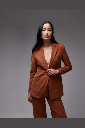 MANGO Slim fit blazer in burnt co-ord