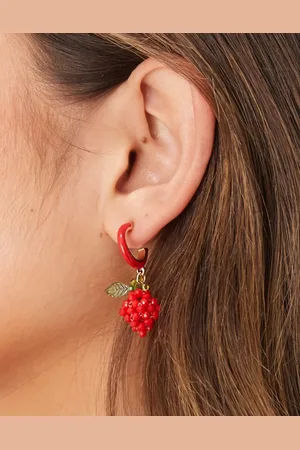 ASOS Hoop earrings with mini beaded strawberries in