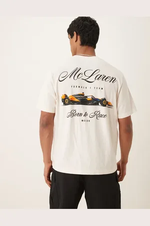 Abercrombie & Fitch Mclaren motif back print t-shirt in cream