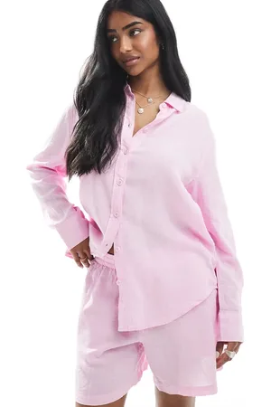 VERO MODA Linen touch oversized shirt co-ord in