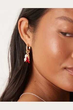 ASOS Hoop earrings with faux pearl and sea-life charms in tone