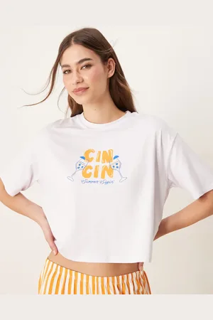 Urban Threads Co-ord oversized cropped tee with summer print