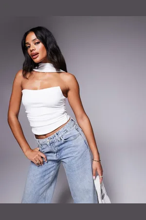 ASOS Bandeau top with scarf neck detail in ivory
