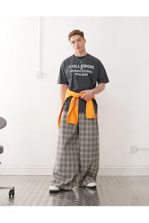COLLUSION Tailored wide leg trouser in check print