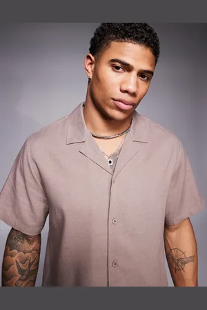 South Beach Short sleeve beach shirt co-ord in stone