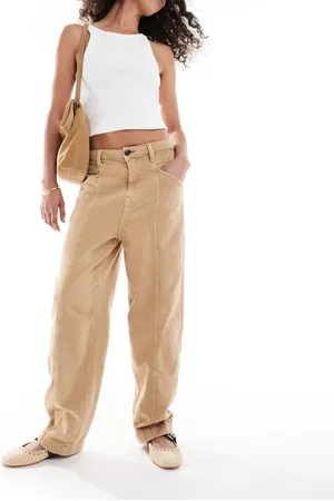 ASOS Seamed barrel trousers in sand