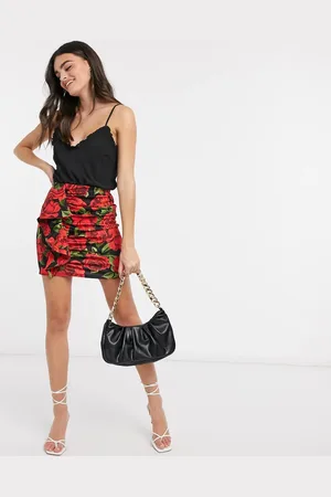 Little Mistress Ruffle panel mini skirt in floral