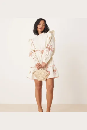 Never Fully Dressed Petite embroidered mini dress in ivory
