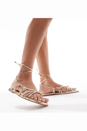 Stradivarius Strappy tie flat sandal in