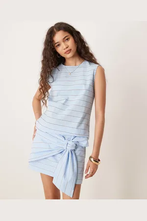 MANGO Cotton sleeveless top co-ord in light stripe