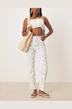 ASOS Mid rise straight jeans in floral print
