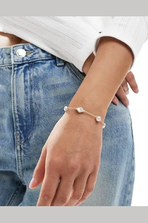 ASOS Bracelet with faux pearl and fine chain design in tone