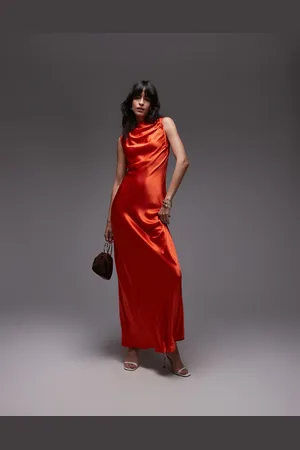 Topshop Bias ruched arm hole maxi occasion dress in