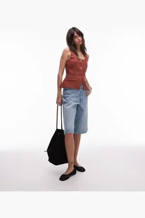 Topshop Denim board short in bleach