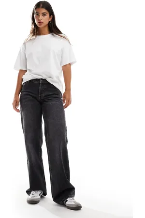 Topshop Hourglass Ember low rise wide leg jean in dirty washed