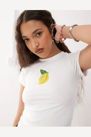 Reclaimed Baby tee with lemon beaded embellishment in