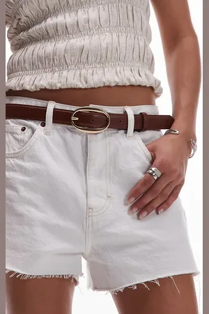MANGO Classic gold oval buckle belt in