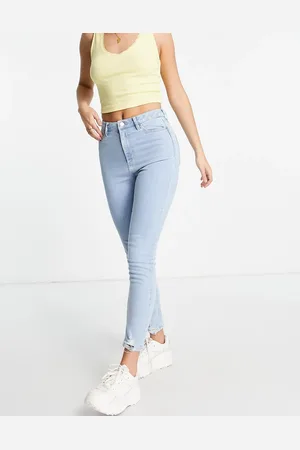 Miss Selfridge Lizzie skinny jeans with fray hem in lightwash