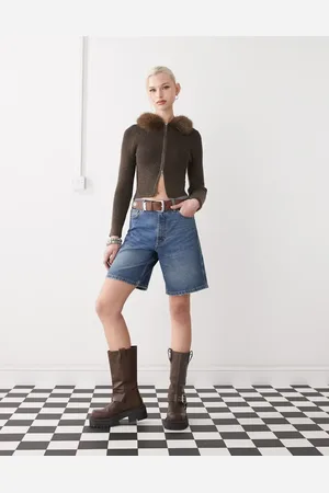 COLLUSION Denim loose jort in midwash