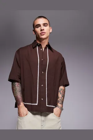 ASOS Boxy oversized shirt with crochet detail in