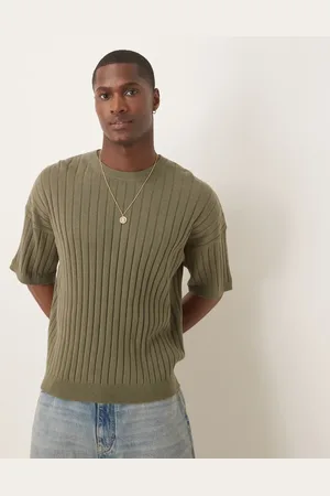 ASOS Relaxed fit knitted rib t-shirt in khaki